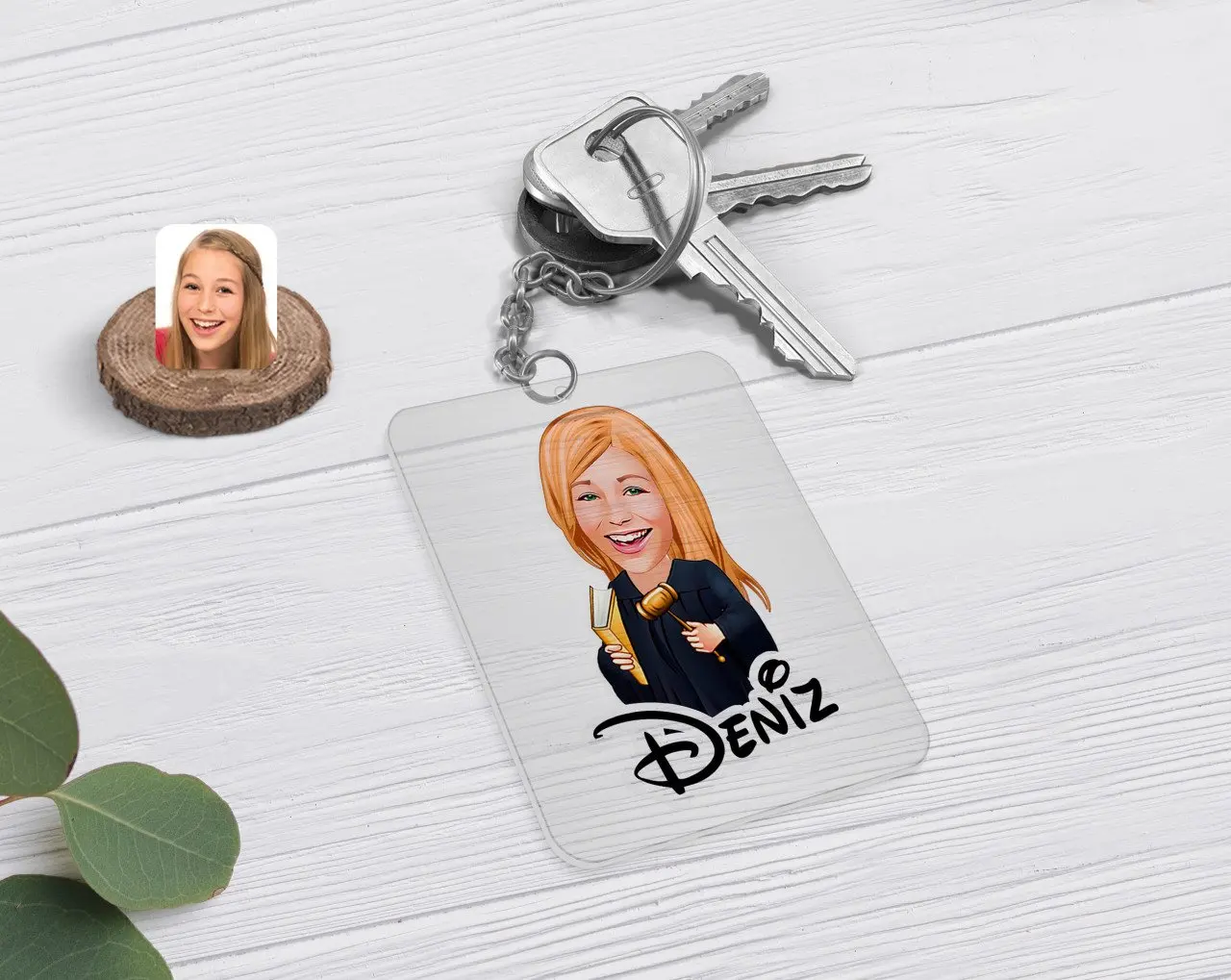 

Personalized Female Dominated Caricature Of Transparent Plexiglass keychain