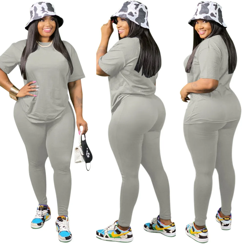 

37VK2018 Autumn Winter Women Casual Solid Sports Long Sleeve Two Piece Set Top and Pants Tracksuit Sweatsuit Outfits Plus Size