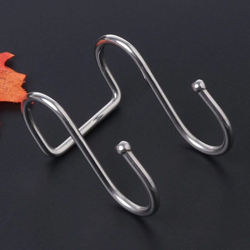 

Stainless Steel Round S Shaped Dual Hanger Hook Kitchen Cabinet Clothes Storage G5GB