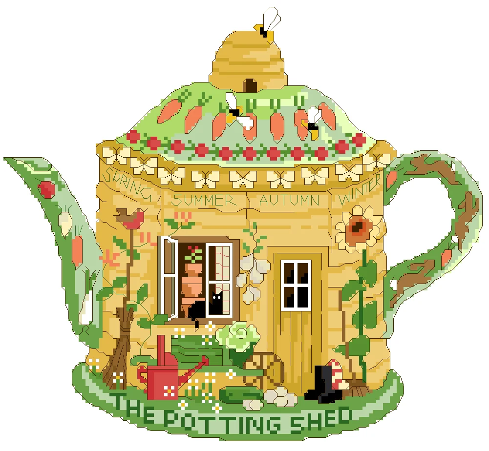 Сарай для горшков рукоделие сделай сам вышивка крестиком хлопчатобумажная ткань