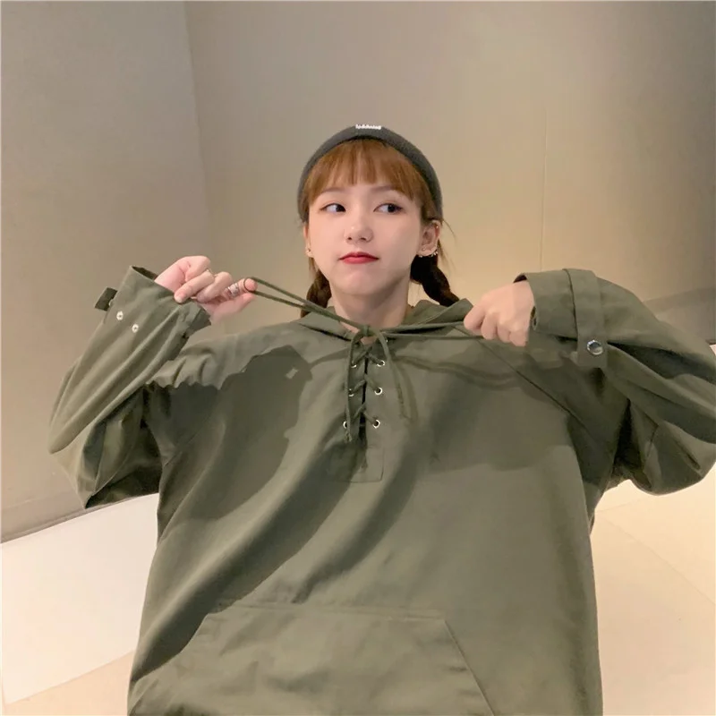 

Cotton Autumn and Winter Korean Style Large Loose Pockets Bandage