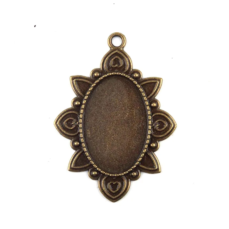 

Pendant Trays Blanks Bezel 20*30mm Women Antique Bronze Oval Cabochon Setting ewelry Findings Accessories Wholesale