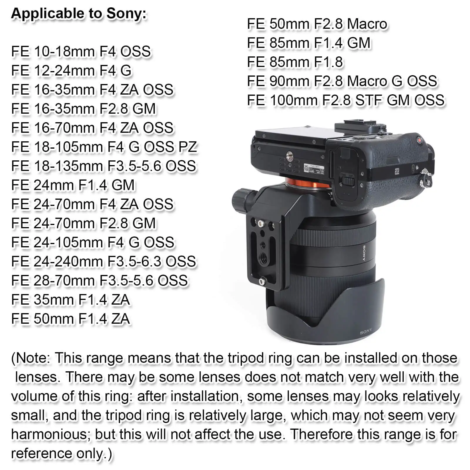 Кольцо для штатива Sony FE 16 35 мм f/2 8 GM 70 f/4 ZA OSS объектив E PZ 18 105 f/4G OSS|Штативы| |