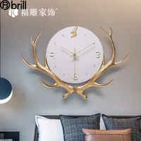 large luxury wall clock deer metal creative big gold wall clocks nordic silent best selling deer decorative art wall clock 50