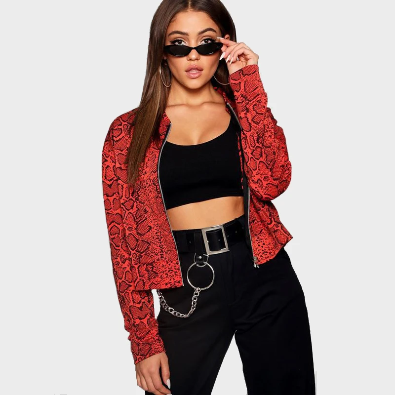 Осенняя модная куртка бомбер с длинным рукавом и леопардовым принтом Женская