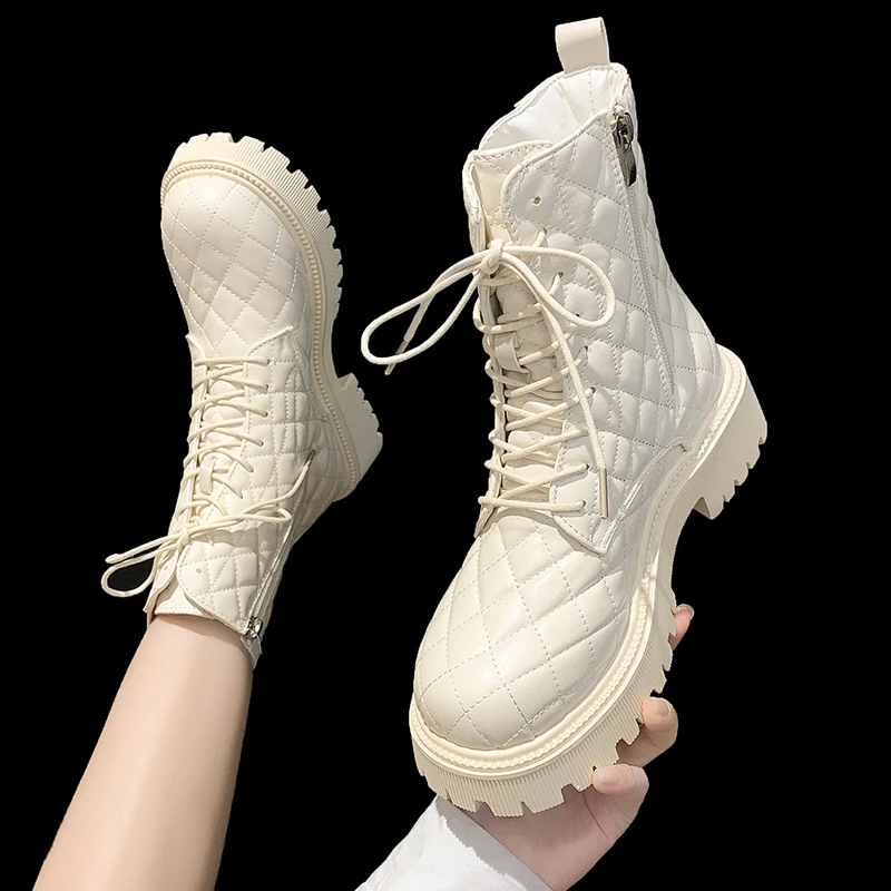 

Rimocy 2021 Winter Women Ankle Boots Plush Warm PU Leather Platform Booties Female Waterproof Thick Bottom Cotton Shoes Woman