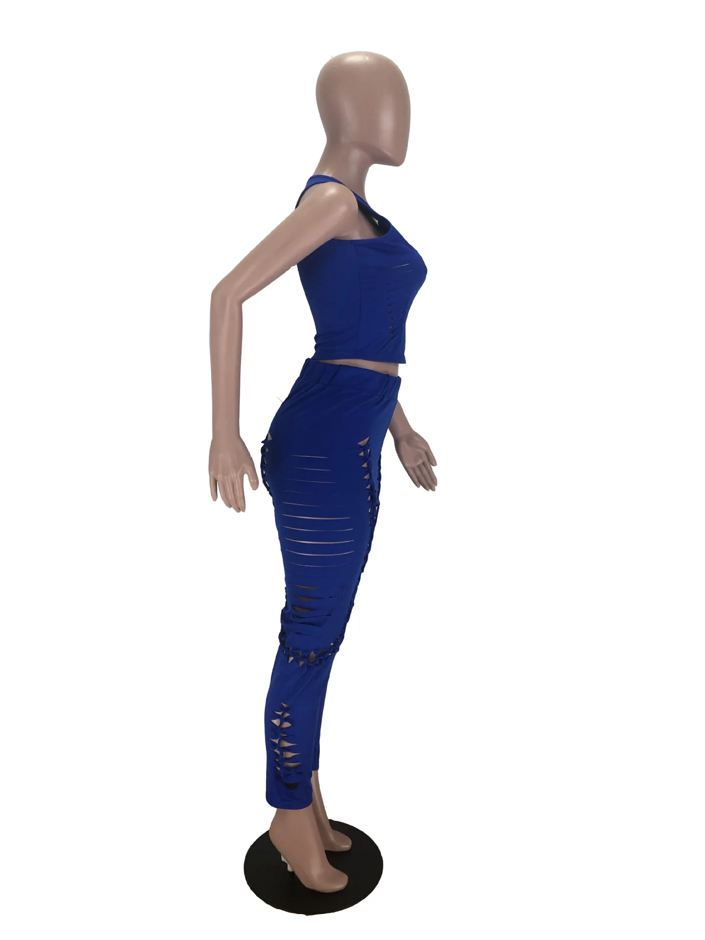 

Women's Fashion Skinny Hollow Print Sexy Top Pants Two-Piece Suit 2020 Summer New Suit European and American women's clothing