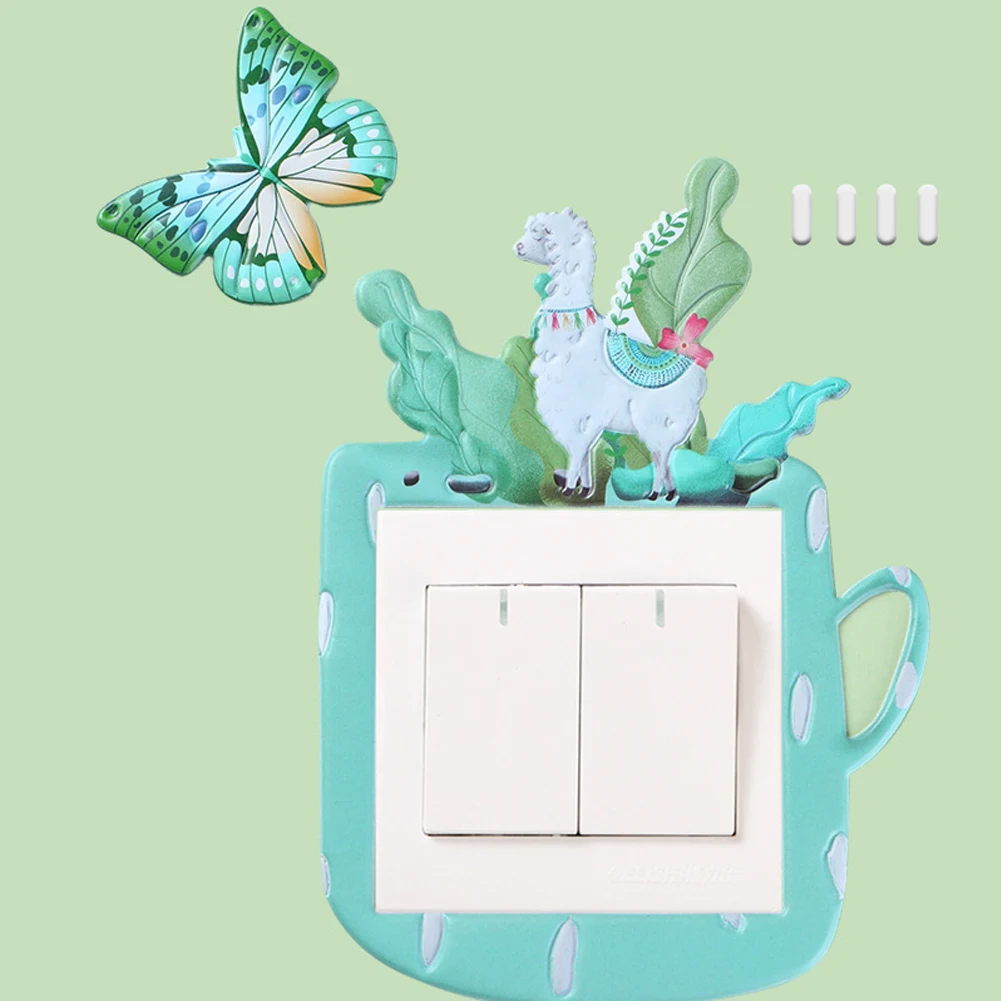 Наклейка с милыми животными слон фламинго альпака кошка наклейка выключателем