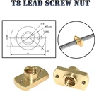 Свинцовая гайка T8, шаг 2 мм, свинцовая 8 мм, латунь T8 x 8 мм, фланцевая свинцовая гайка для ЧПУ, детали Ender 3 CR-10, аксессуары для 3D-принтера