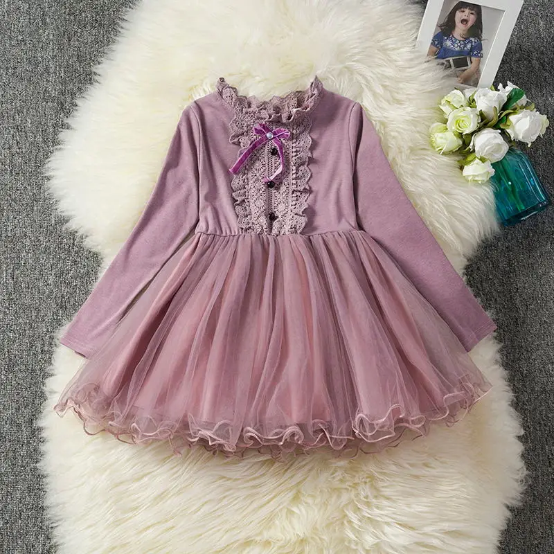 Pink 5 Красные детские платья для девочек; кружевное платье с фатиновой юбкой и цветочным узором; свадебные платья для маленьких девочек; вечерние платья для дня рождения; Детская осенняя одежда - Цвет: Pink 5