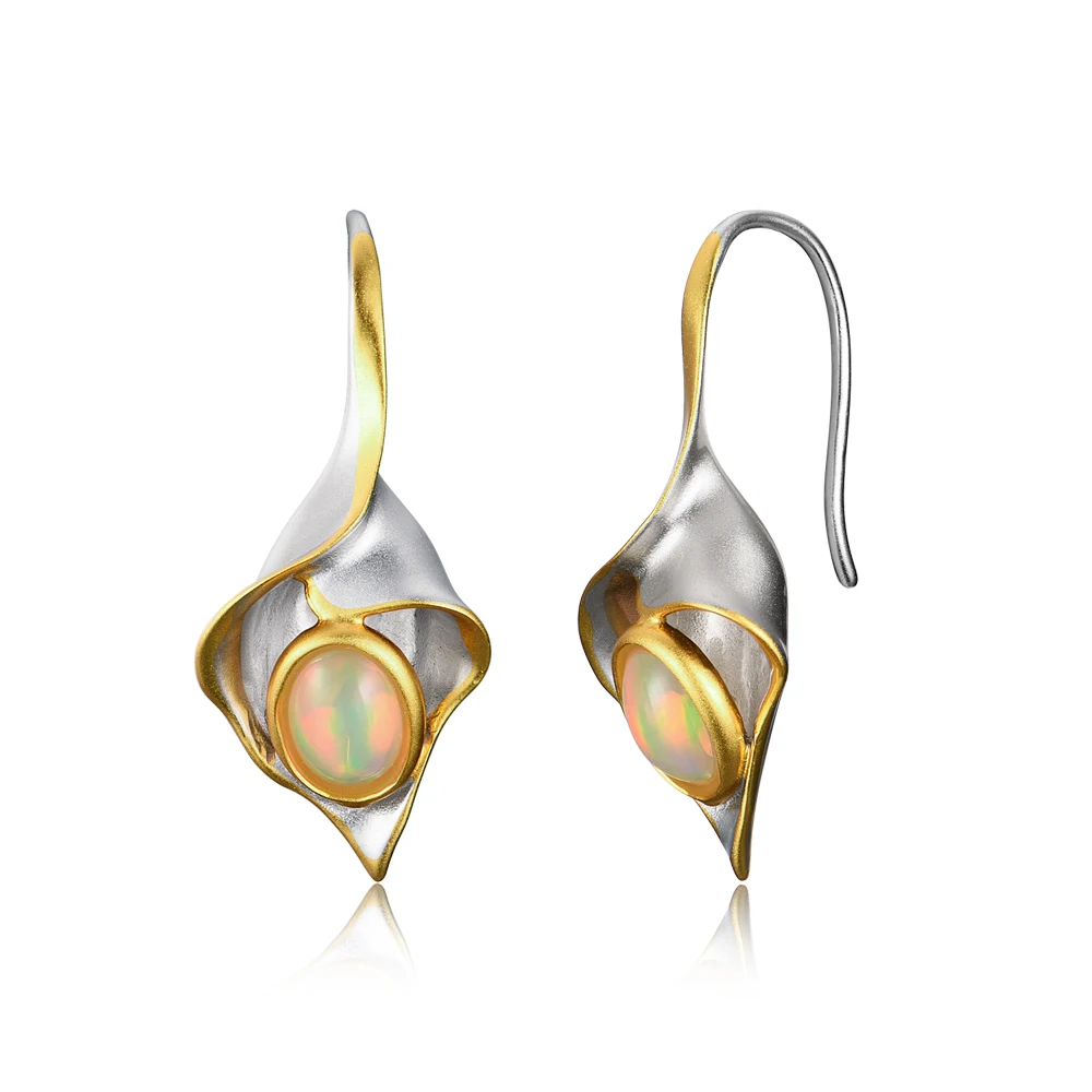 Top quality opal earrings natural gemstone fine jewelry 925 sterling silver unique design for girls fine jewelry tbj promotion