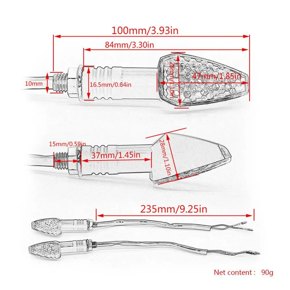 

2Pcs Motorcycle Front Rear Turn Signal Light Steering Lamp Super Bright Waterproof LED Steering Light
