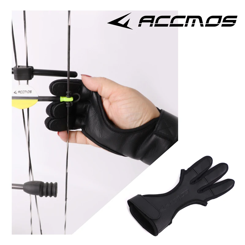

3 Fingers Leather Guard 3 Finger Protective Glove Safety Archery Gloves for Recurve Compound Bow Finger Protector