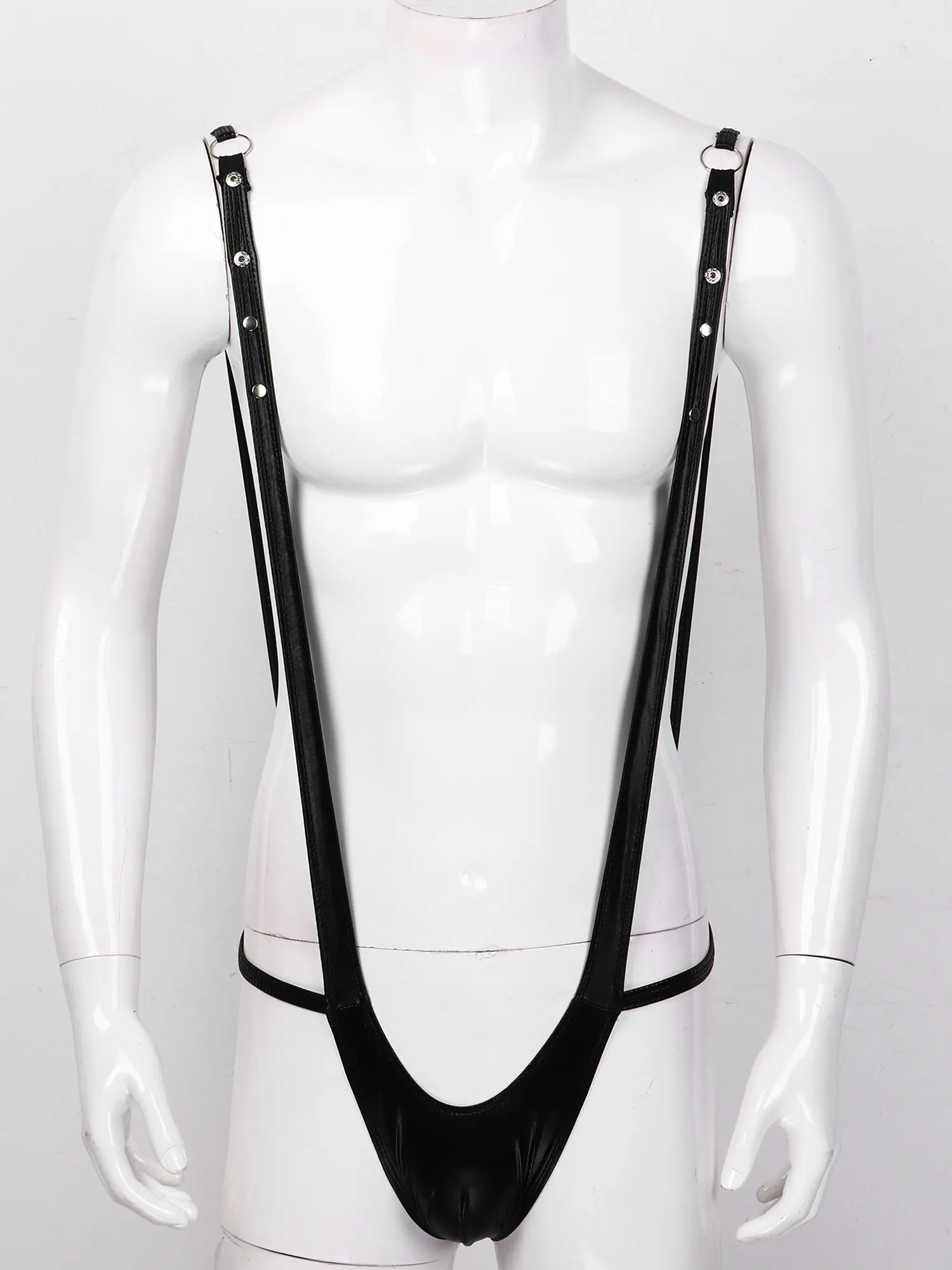 Мужское цельное сексуальное нижнее белье боди эластичная лакированная кожа