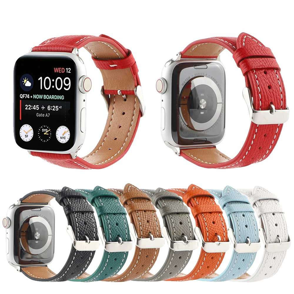 

Genuine Leather loop Strap for Apple Watch Band 42mm 38mm 40mm 44mm Men Women Slim Wrist Bracelet iWatch Series 1 2 3 4 5 6 SE