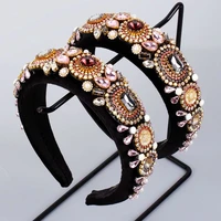 exquisite handmade baroque vintage colored crystal hair hoop women headdress hairband headband party wedding hair accessories
