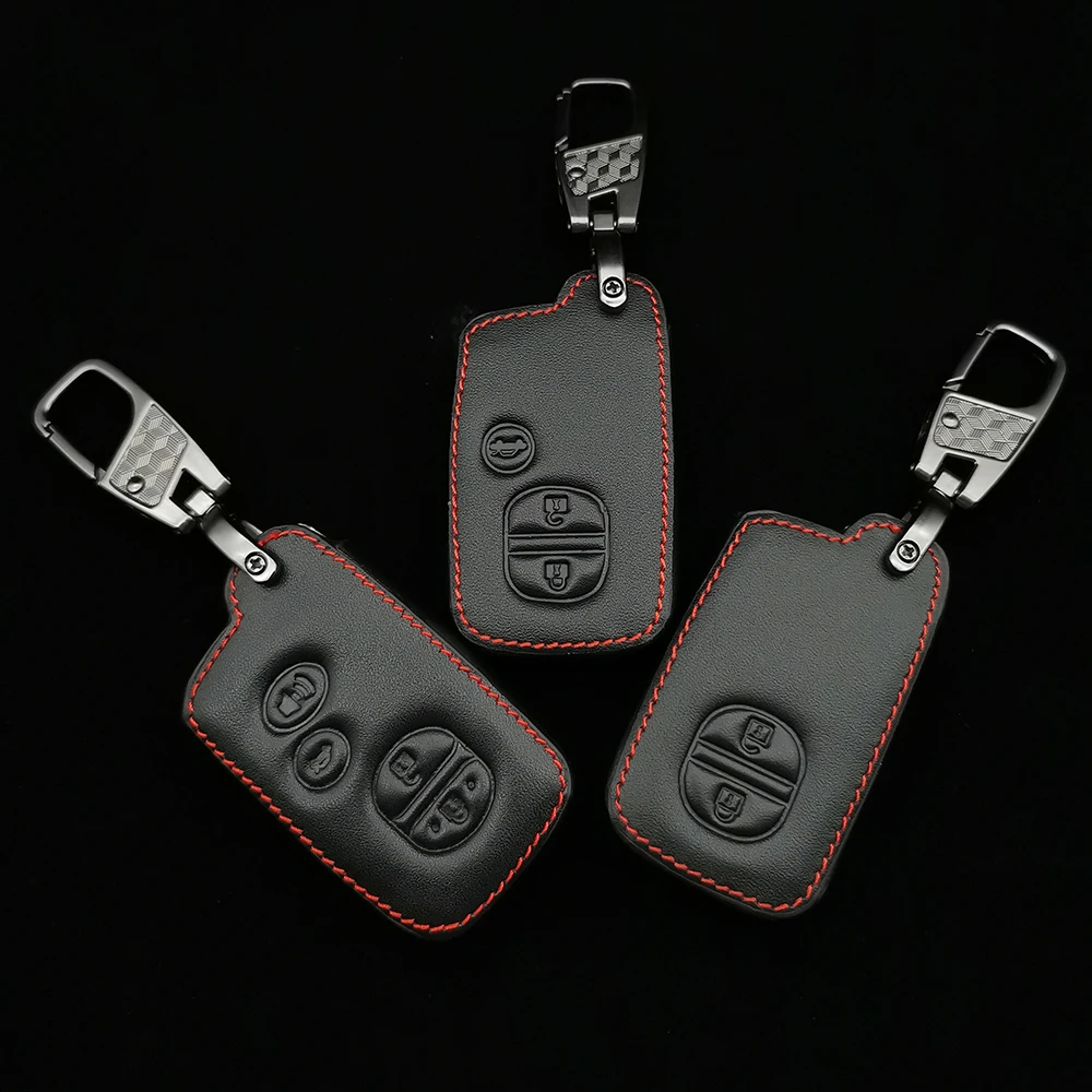 

Leather Car Key Case For Toyota Rav4 Corolla Camry Crown Prado 2/3/4 Button Remote Control Smart Shell Key Case Accessories