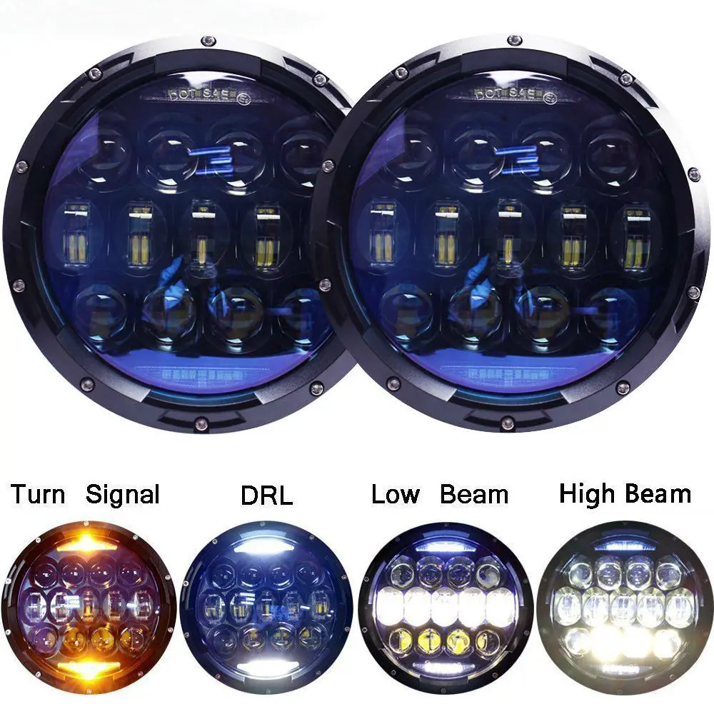 2 шт. 130 Вт 7 дюймовый круглый светодиодный фары для автомобиля янтарные