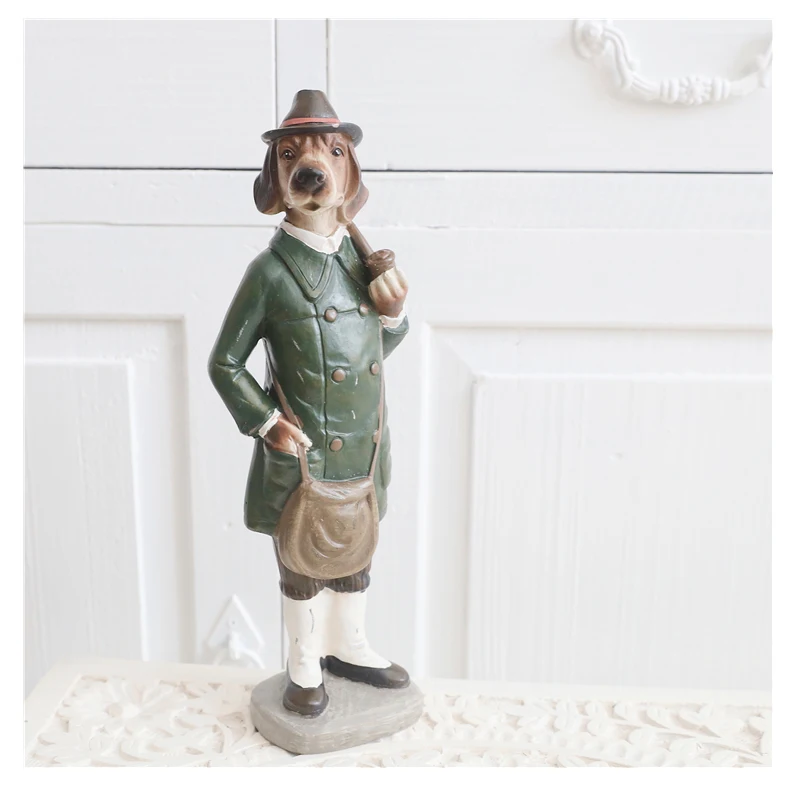 

Resin Creative Gentleman Dog Statue Home Decor Crafts Room Decoration Objects Study Vintage Dog Ornament Resin Animal Figurines