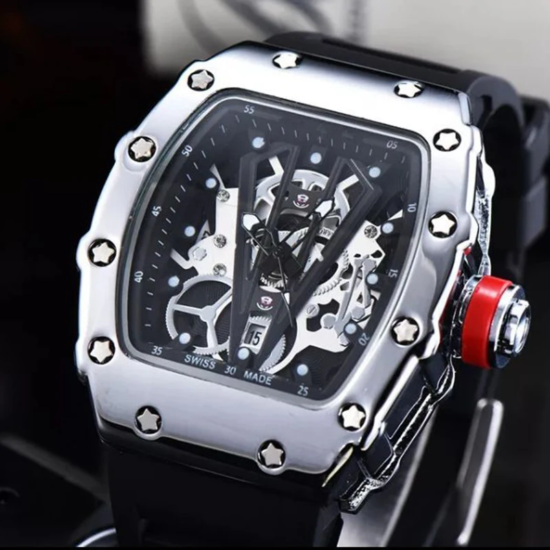 

Eagle Jue 2021 new casual men's watch silicone strap ghost head quartz watch wine barrel business sports watch creative clock
