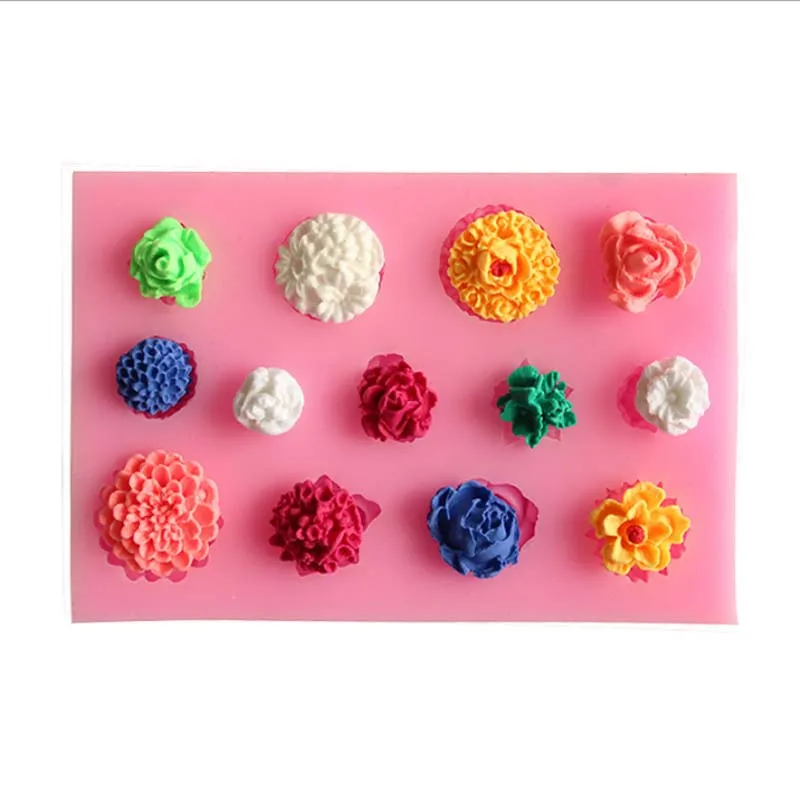 

Various Flower Shapes DIY Liquid Silicone Mold Fondant Chocolate Cake Decoration Baking Mold C155
