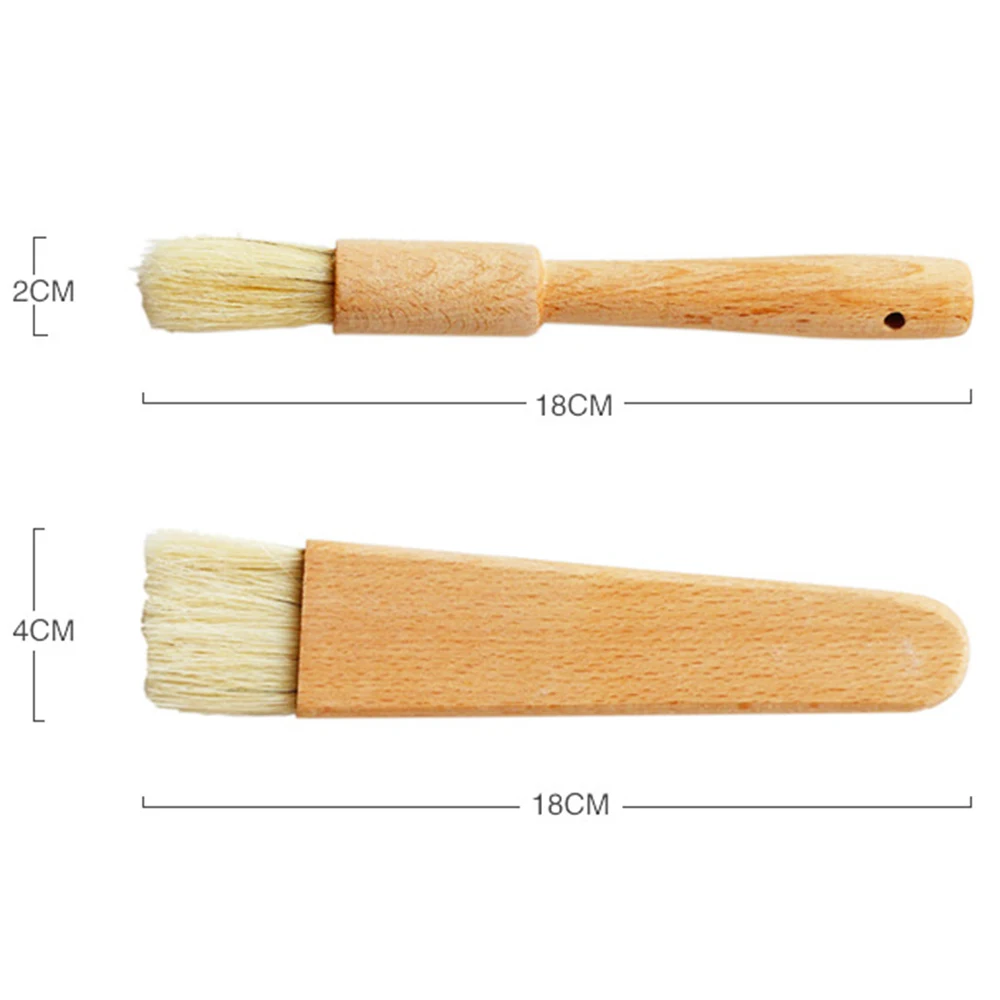 

1PCS Round/Flat Handle Oil Brush Household Kitchen Brush Barbecue Bristle Brushes Flat Pastry Baking Brush Kitchen Cooking Tools