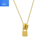 cinsy store necklace for women stainless steel necklace colar punk choker chic jewelry golden zipper chain necklace for female