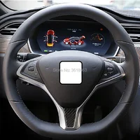 For Tesla Model X 2016 2017 2018 2019 ABS Chrome Steering Wheel Cover Frame Trim Frame Sticker Car Stylling Decoration Accessory