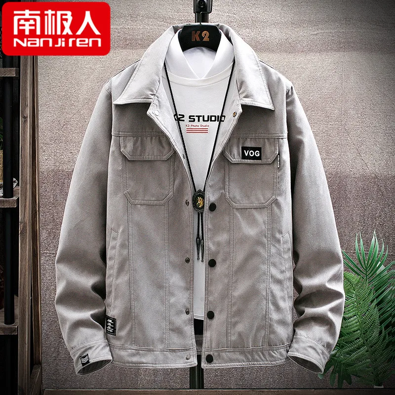 Nanjiren Coat Men's New Spring and Autumn Trends Workwear Denim Autumn Clothes Winter Casual Jacket