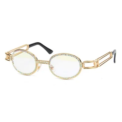 Женские солнцезащитные очки в стиле панк вечерние с цветными бриллиантами FML