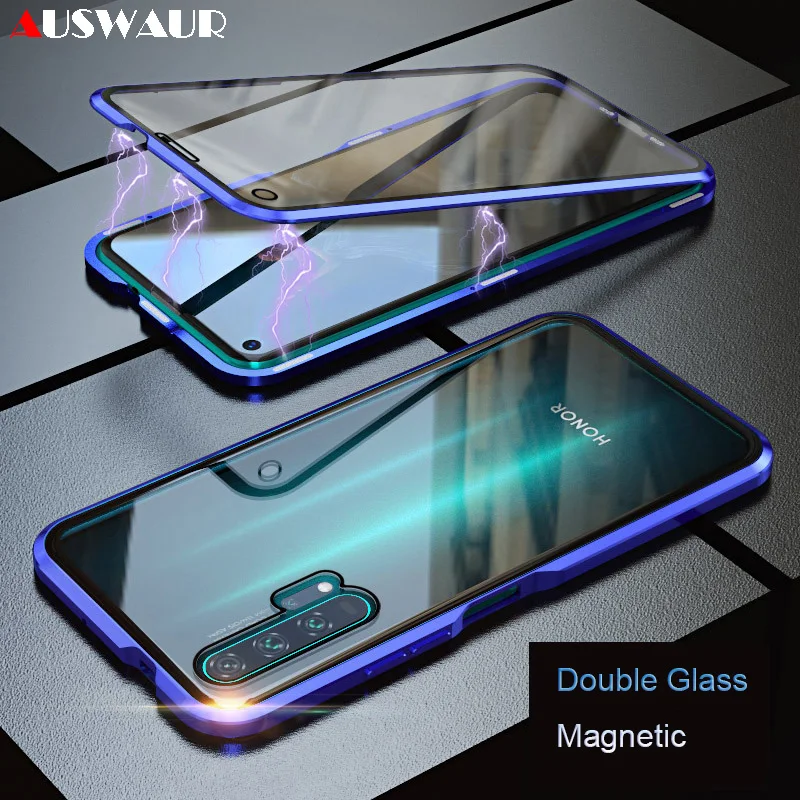 Двойной Магнитный чехол для телефона из закаленного стекла huawei Nova 2 3 4 5 6 I E SE Maimang 7