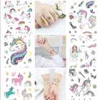 1 шт. мультяшный Синий Единорог сказочные сказки временная татуировка для детей Детская Водонепроницаемая флеш-Татуировка наклейка для девочек ребенок боди-арт лошадь