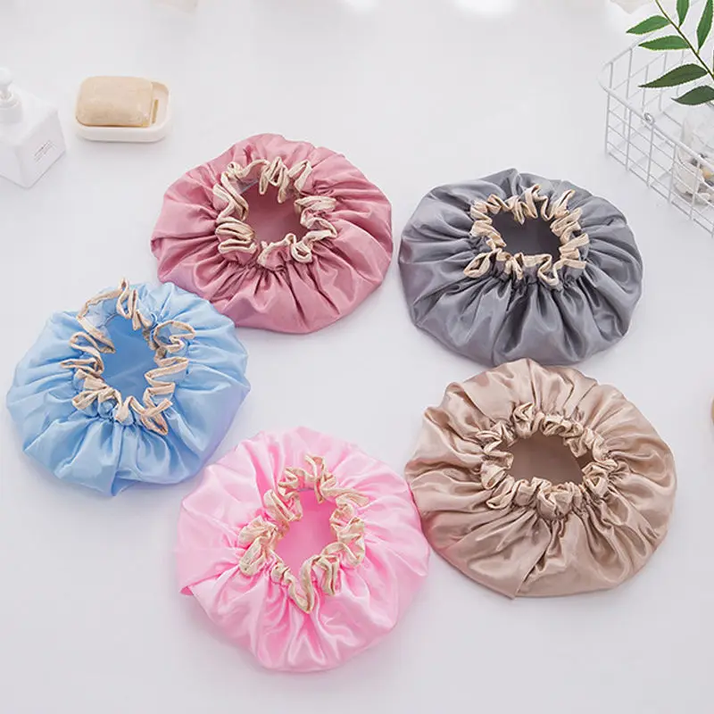 Waterproof Women Shower Cap Satin Beanie Hair Bonnet Bath Accessories Shampoo Multiple Caps Bathroom Set Dust-proof U3 | Дом и сад