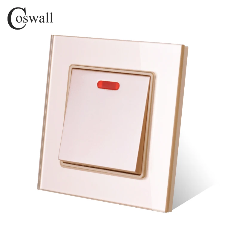 Переключатель COSWALL 20A DP с неоновой стеклянной панелью для водонагревателя