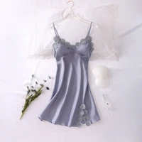 2021 spring and summer new silk sexy suspender nightdress sweet with bra fashion ice nightdress home clothes sexy nightwear