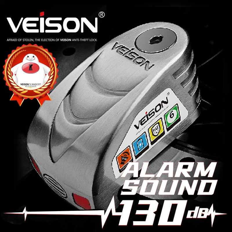

Замок для мотоцикла VEISON, 4-блокировка из сплава, сигнализация для велосипеда, противоугонная система, для скутера, велосипеда, замок с диском