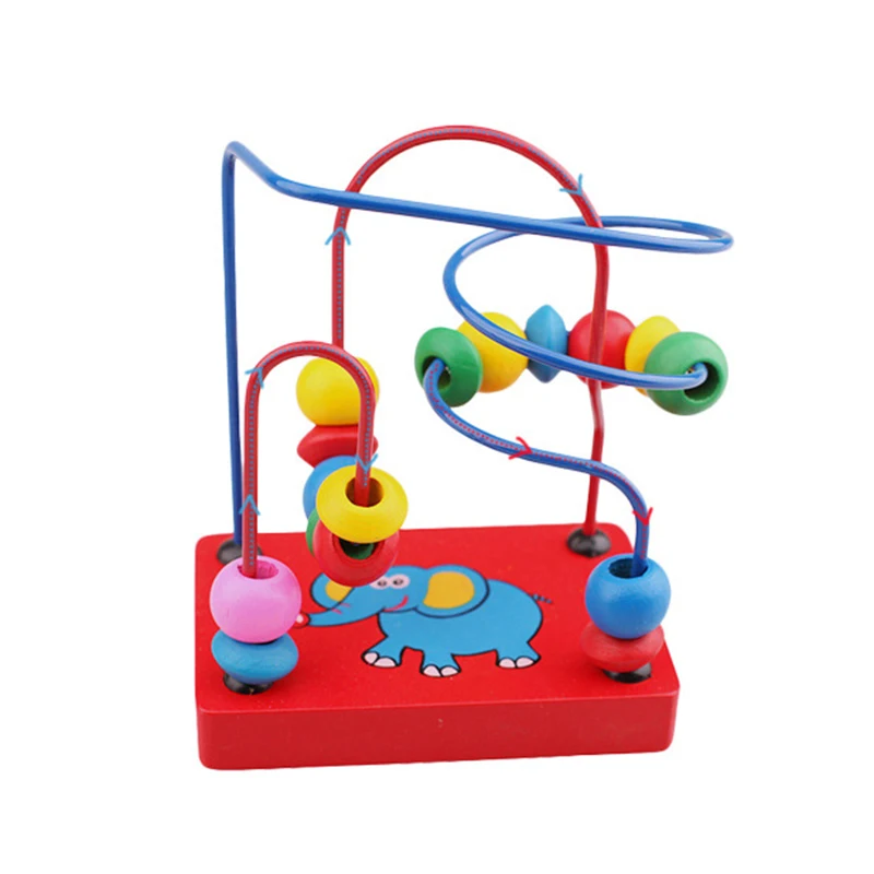 

Mini Elephant Around Beads Toys Baby Colorful WoodenAround Beads Wire Maze Educational Toy Kids Game