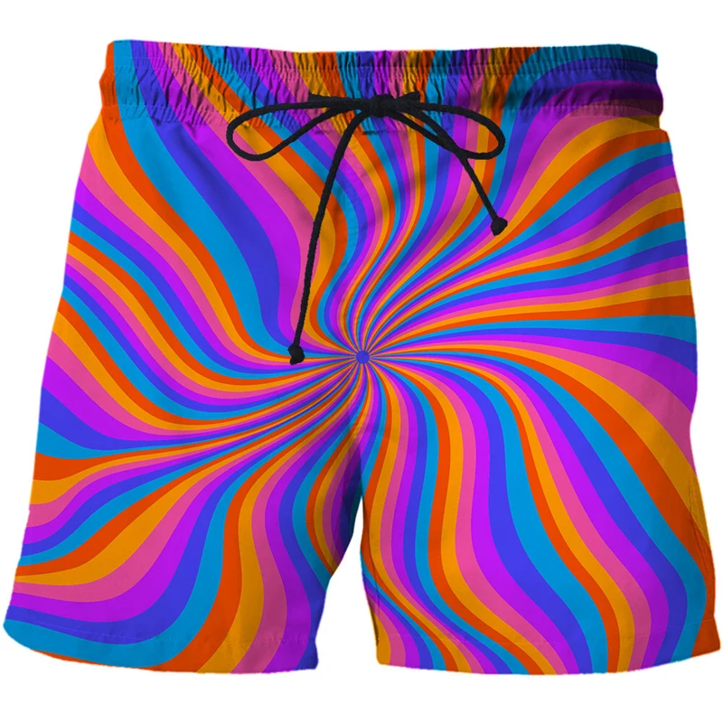 Men's Shorts Beachwear Vortex Printed 3D Fashion Man Cool Casual Men's Clothing Swimming Loose Short Pants With Rope Streetwear