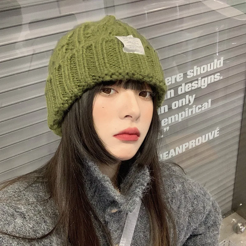 Winter Fashion Solid Color Striped Knitted Bonnet Woman Beanies for Men Women Warm Knitted Hat Popularity Hip-hop Hat Unisex Cap