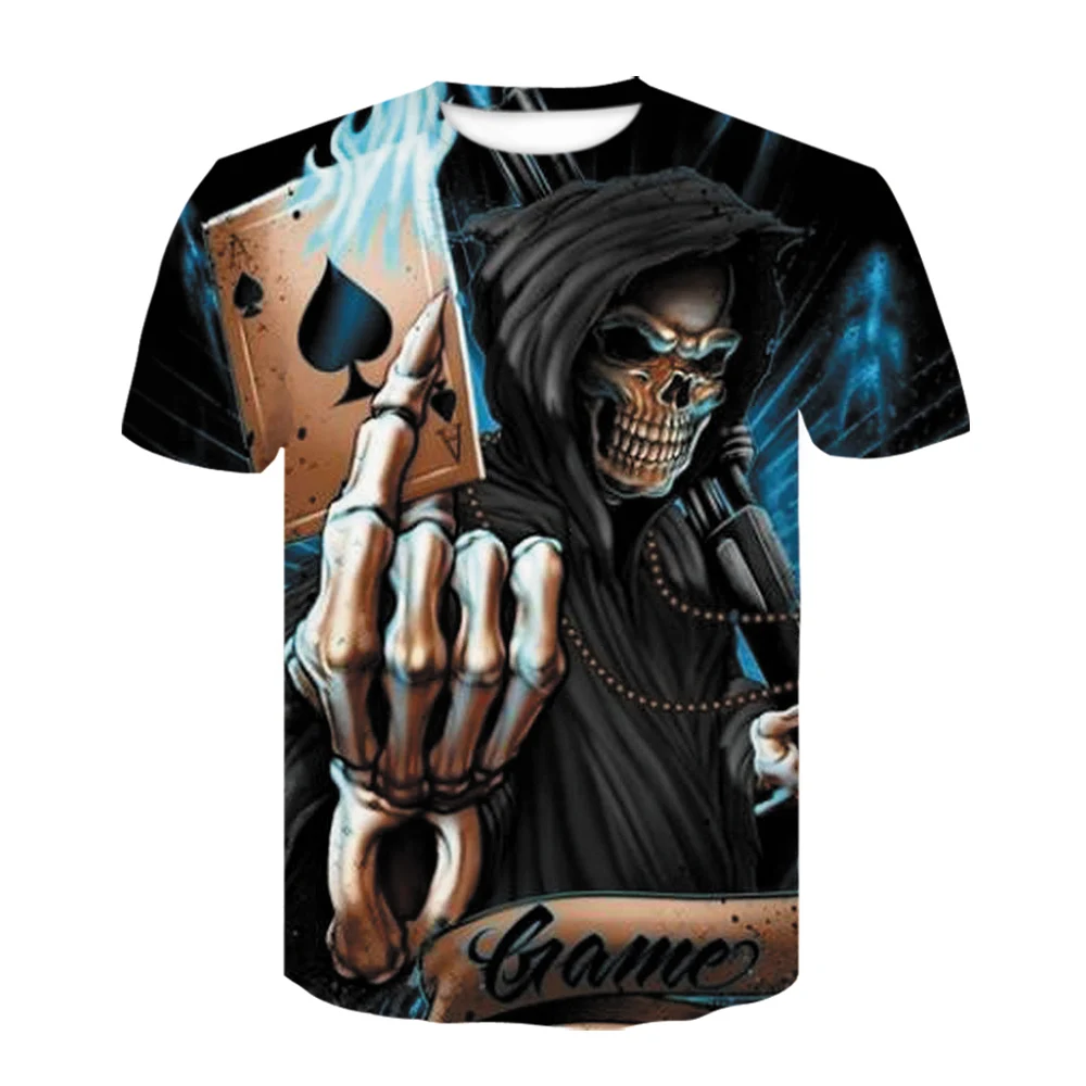 

Sexy Skull Beauty Rock Cool 3D T-shirt Men's Punk 3D Printed T-shirt Summer Top Men's Trendy Fashion Shirt