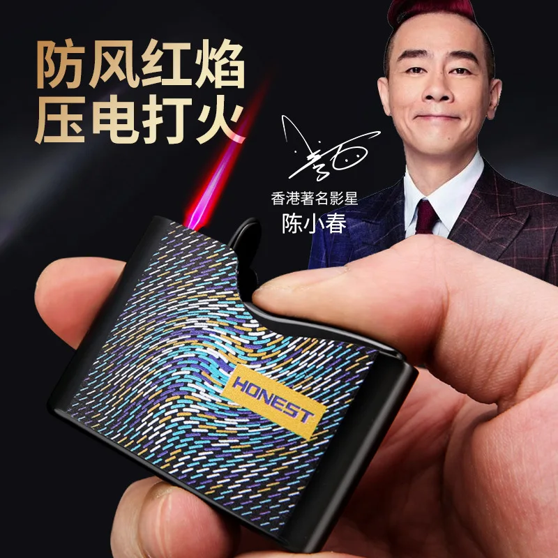 

New Gas - Filled Metal Lighter Windproof Fashion Personality Red Fire Shake Sound Web Celebrity with Smoke Torch Lighters