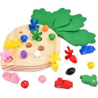 children montessori educational toys rabbit pull radish wooden puzzle assembling carrot table game toy gifts