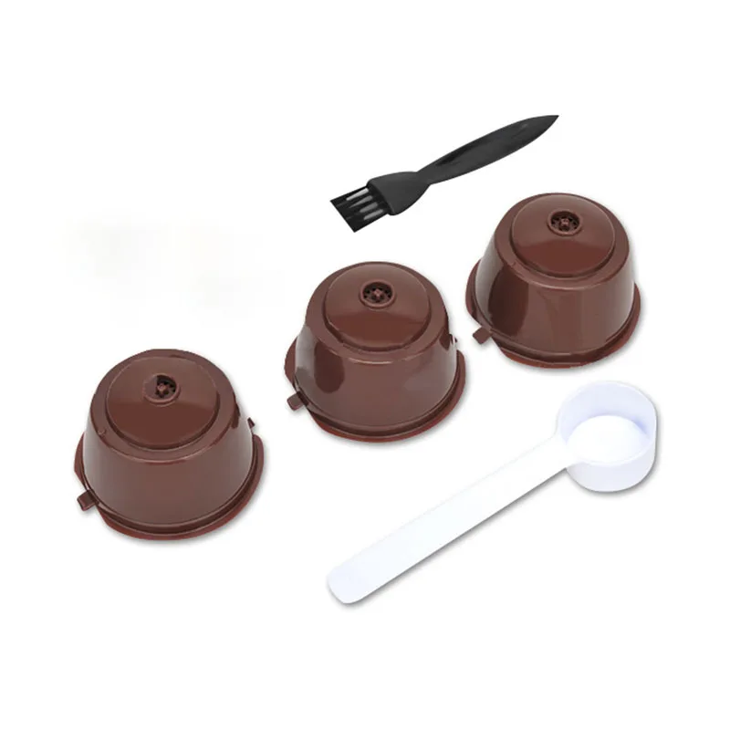 

3 Pcs Reusable Coffee Capsule Filter Cup for Nescafe Dolce Gusto Refillable Caps Spoon Brush Filter Baskets Pod Soft Taste Sweet