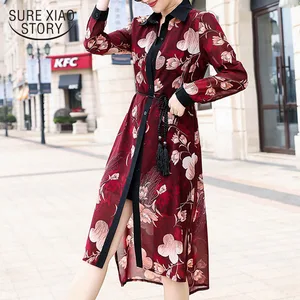 Женская шифоновая блузка с коротким рукавом, длинная свободная блузка с цветочным принтом, 9121 50