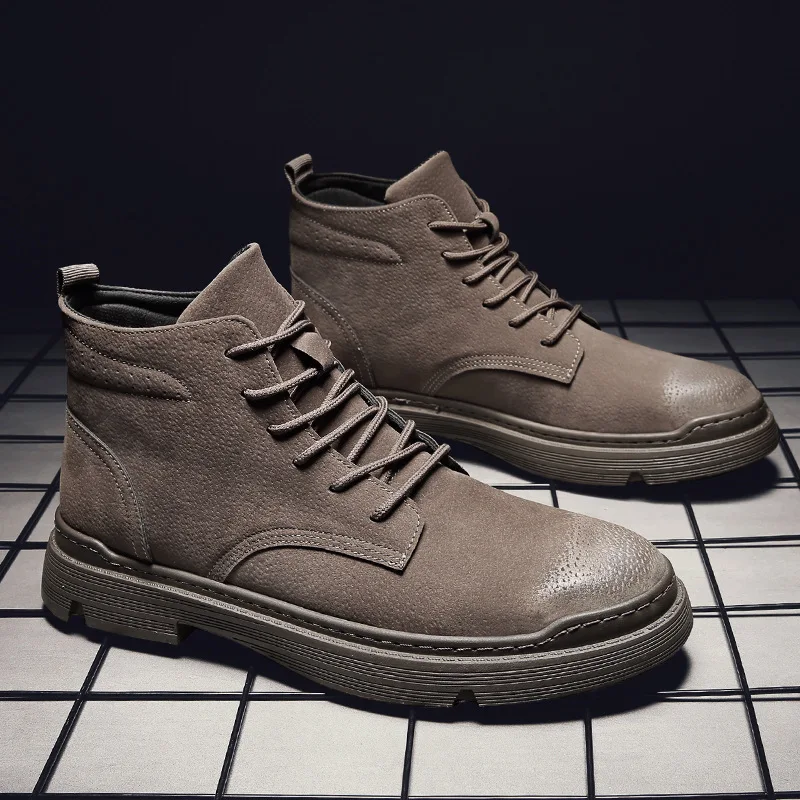 

Autumn and winter high-top tooling boots men's Martin boots casual men's shoes new plus velvet cotton shoes trendy shoes
