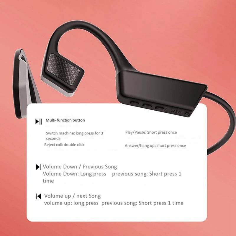 

2 Pcs Waterproof Bluetooth Bone Conduction Earphone, Black-Grey & Black-Red