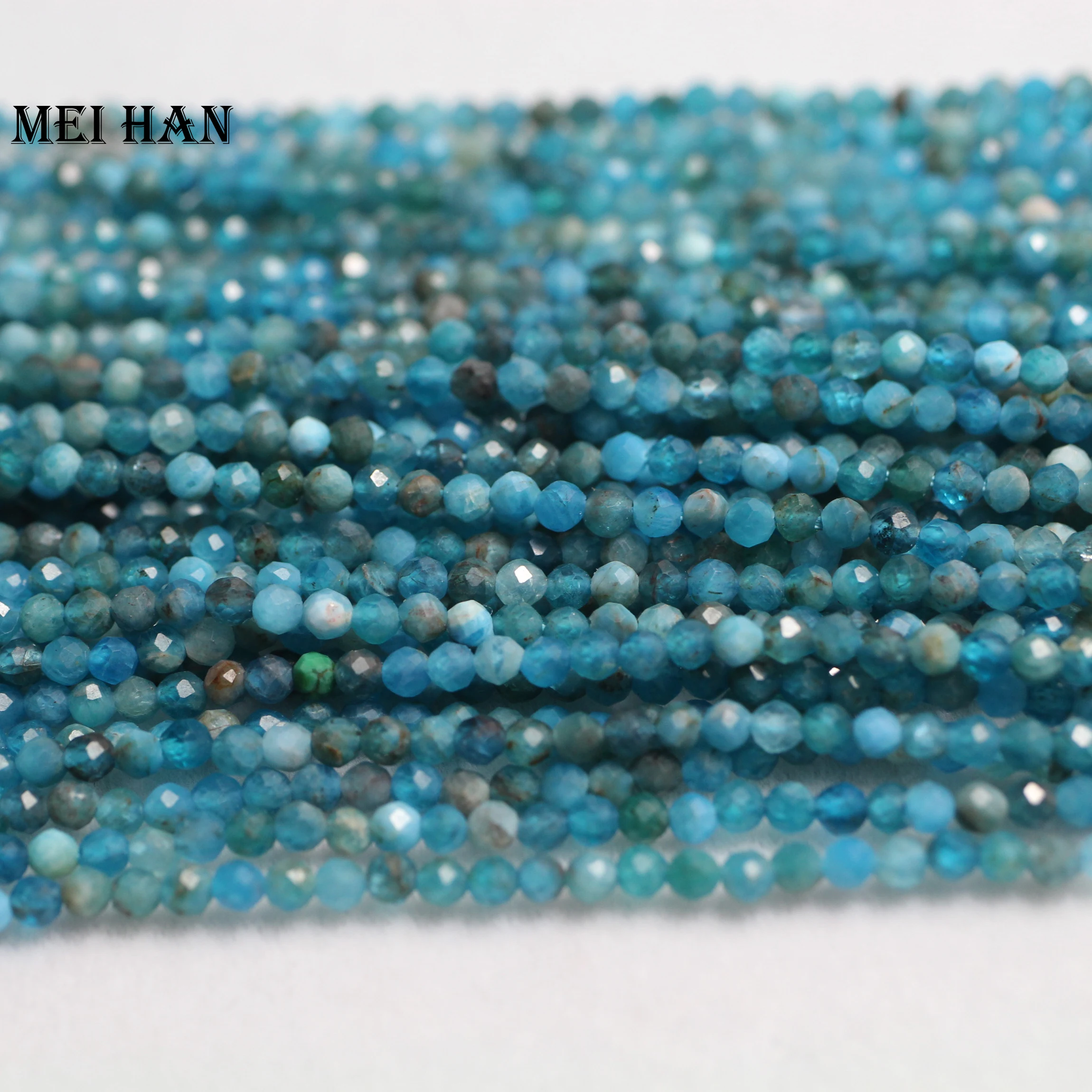 Meihan Free shipping(5 strands/set) 2.5mm natural Apatite faceted round loose gem stone beads for jewelry making design or gift