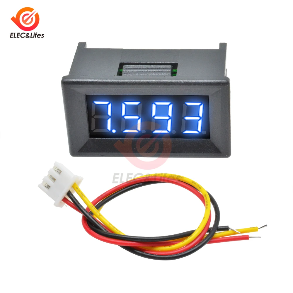 Blue 0,36 дюймов Мини цифровой вольтметр постоянного тока 0-100 V 3 провода 4 бит высокоточный, напряжения метр Панель тестер для вольтметр Для электромобиля или мотоцикла автомобиля - Цвет: Blue