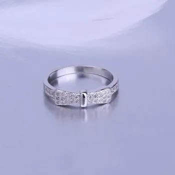 

2021 New European and American Popular Bow Ring Female Copper Plating White Gold Rose Gold Micro-inlaid Jewelry FCR139