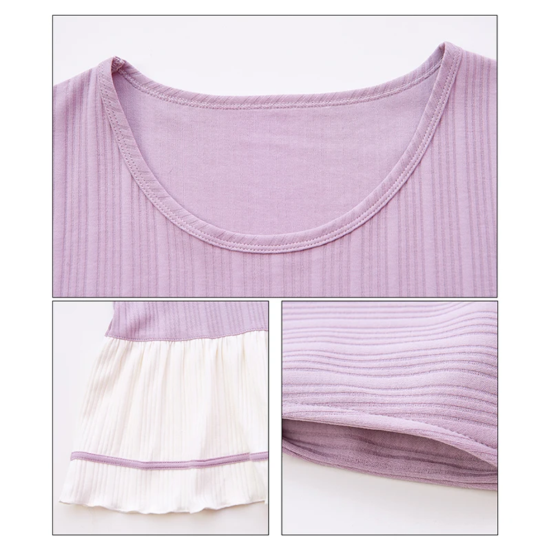 

MELIFLE Summer Fashion Purple Nightgowns for Women 100% Cotton PJS Atoff Home Satin Nightdress Kawaii Soft Silk Cute Nightshirts